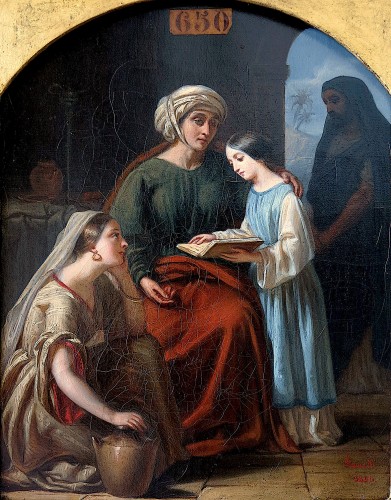 Louis FANELLI SEMAH (1804–1875) - The education of the Virgin - Paintings & Drawings Style Louis-Philippe