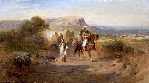 Honoré BOZE (1830-1909) - Tribe returning to the highlands (Algeria) - Paintings & Drawings Style Napoléon III