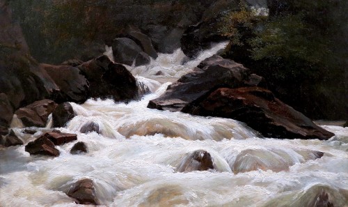 Léon-Auguste MELLÉ (1816 – 1889) - Cascade à Norcia - Tableaux et dessins Style Napoléon III