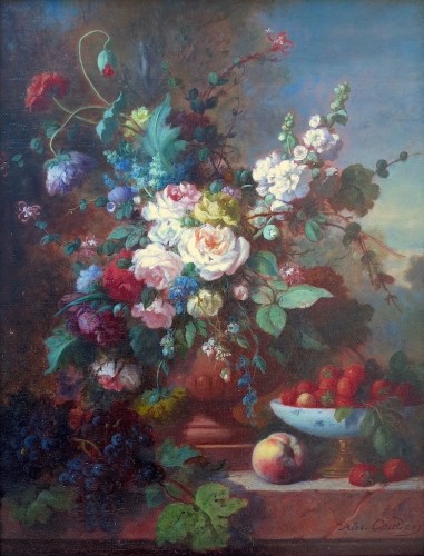 Alexandre COUDER (1808-1879) - Fleurs et Fruits - Tableaux et dessins Style Napoléon III