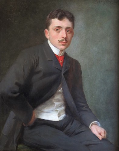 Auguste de La BRELY (1838 -1906) - Portrait de jeune homme assis - Tableaux et dessins Style Art nouveau