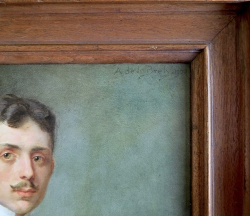 Tableaux et dessins Tableaux du XXe siècle - Auguste de La BRELY (1838 -1906) - Portrait de jeune homme assis