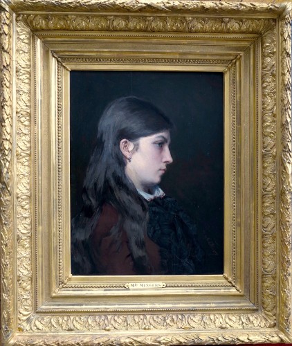 Charlotte Mingers (c.1880 à Bruxelles) - Portrait de jeune femme de profil