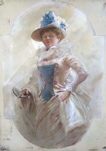 Antoine CALBET (1860–1942) - Le bal masqué - Tableaux et dessins Style Napoléon III