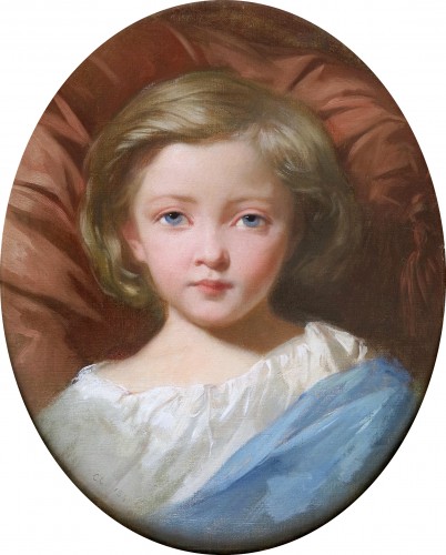 Charles LANDELLE (1821–1908) - Portrait d'enfant aux yeux bleus - Tableaux et dessins Style Louis-Philippe