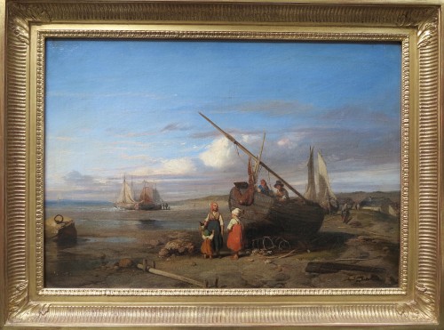 19th century - Charles Bouchez (1811 - 1882) - Return from fishing in Étretat 
