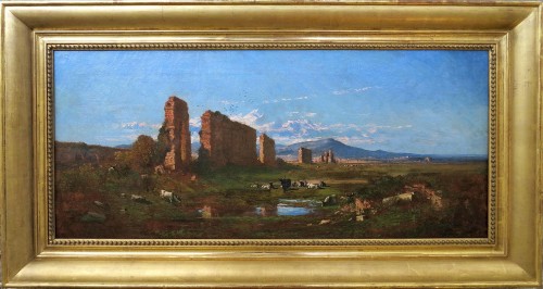 École italienne du XIXe siècle - Aqueduc de Claude, environs de Rome