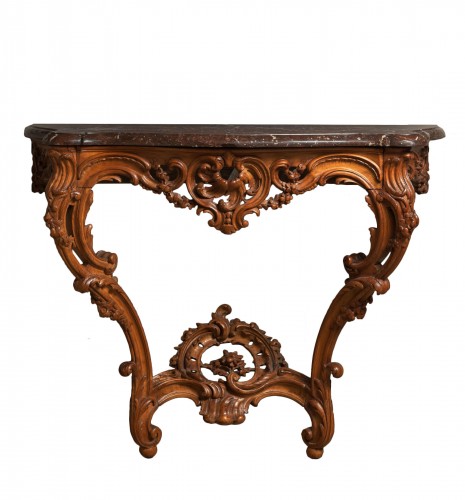 Beautiful Rocaille Console in carved limewood