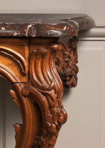 Belle Console Rocaille en tilleul sculpté - Mobilier Style Louis XV