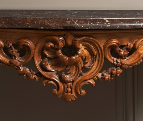 Mobilier Console - Belle Console Rocaille en tilleul sculpté