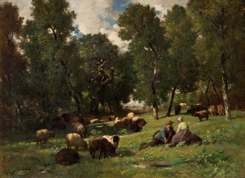 Charles JACQUE (1813-1894) - Le repos des bergers