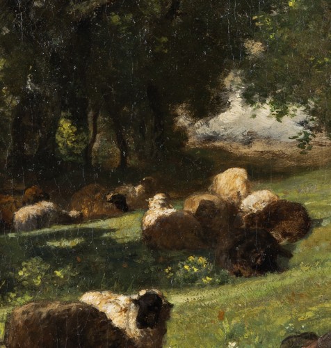 Charles JACQUE (1813-1894) - Le repos des bergers - Tableaux et dessins Style 