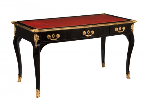 Flat desk in ebony and blackened pearwood, Louis XV period