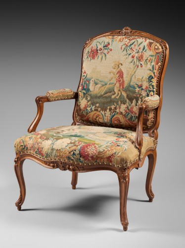 Exceptionnelle paire de fauteuils à la Reine avec leur tapisserie d’origine Estampille de François REUZE - Sièges Style Louis XV