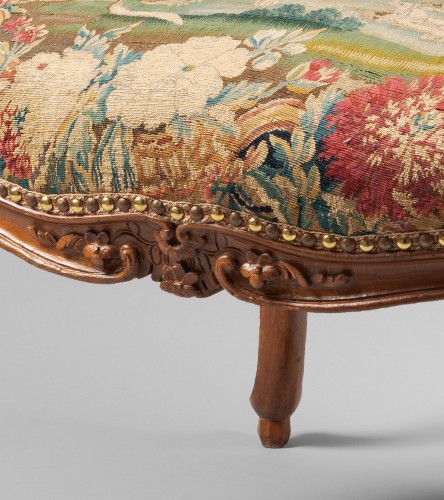 18th century - Exceptional pair of armchairs with their original tapestry Stamped by François REUZE