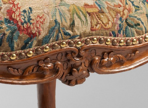 Pair of armchairs with their original tapestry Stamped by François REUZE - Louis XV