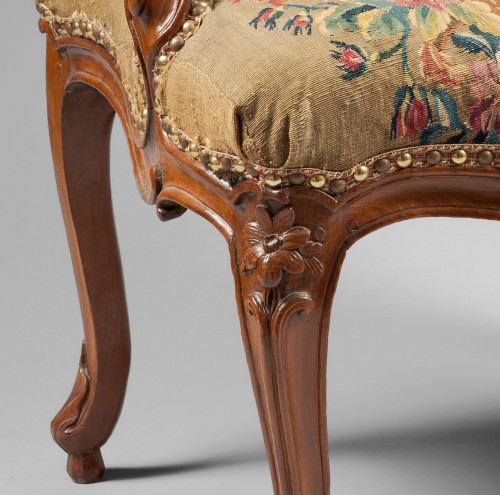 Louis XV - Pair of armchairs with their original tapestry Stamped by François REUZE