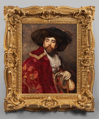 Tableaux et dessins Tableaux XIXe siècle - Ferdinand Roybet (1840-1920) Gentleman avec une cape rouge