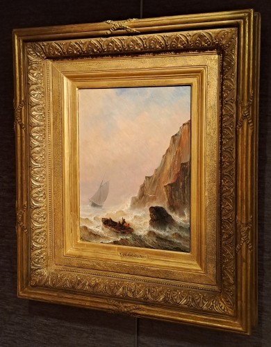 Tableaux et dessins Tableaux XIXe siècle - Henriette Gudin (1825-1876) « La sortie des pêcheurs »