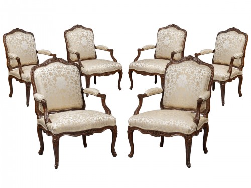 Rare suite of 6 armchairs, early Louis XV period by René Cresson known as Cresson l&#039;Aîné