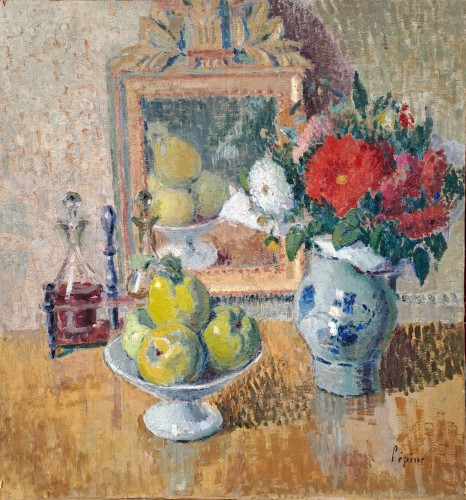 Joseph Lépine (1867-1943) - Vase de fleurs et coupe de fruits