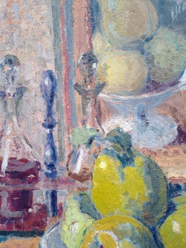 Tableaux et dessins Tableaux du XXe siècle - Joseph Lépine (1867-1943) - Vase de fleurs et coupe de fruits