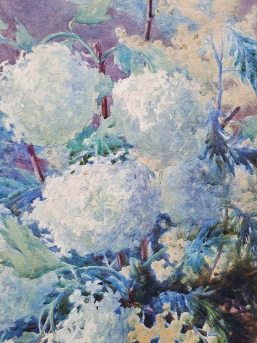 Henri Biva (1848-1928) Composition florale au vase de Chine - Tableaux et dessins Style 