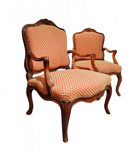 Pair of Louis XV period &quot;à la Reine&quot; armchairs