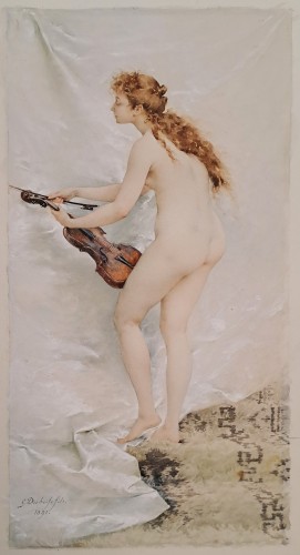 Guillaume Dubufe (1853-1909) - Young woman with violin