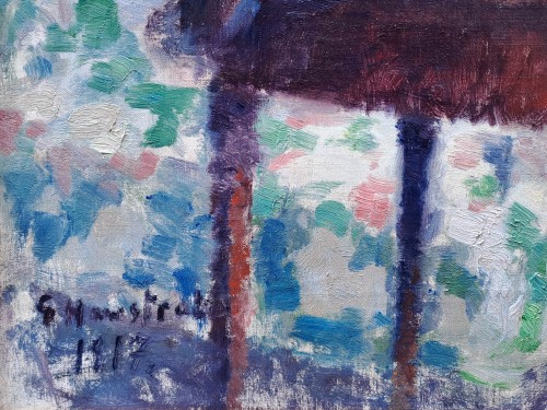 Tableaux et dessins Tableaux du XXe siècle - Gaston Haustrate (1878-1949) Pêches et vases de fleurs