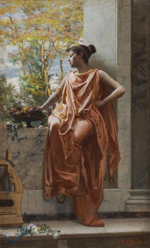 Gioacchino PAGLIEI (1852-1896) Musicienne à son balcon