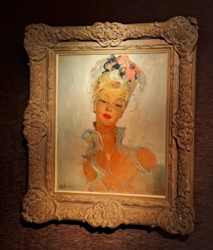 Jean-Gabriel Domergue (1889-1962) Jeune élégante à la voilette - Tableaux et dessins Style 
