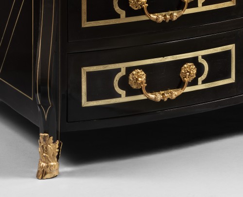 Mazarine chest of drawers in ebony and blackened pearwood Late Louis XIV pe - Furniture Style Louis XIV