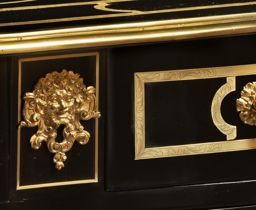 Mazarine chest of drawers in ebony and blackened pearwood Late Louis XIV pe - 