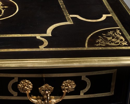 Mazarine chest of drawers in ebony and blackened pearwood Late Louis XIV pe - Louis XIV