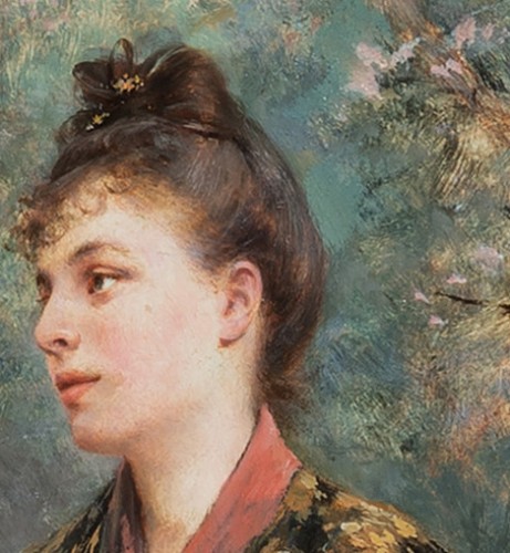 Antiquités - Théobald Chartran (1849-1907) Jeune femme en Kimono