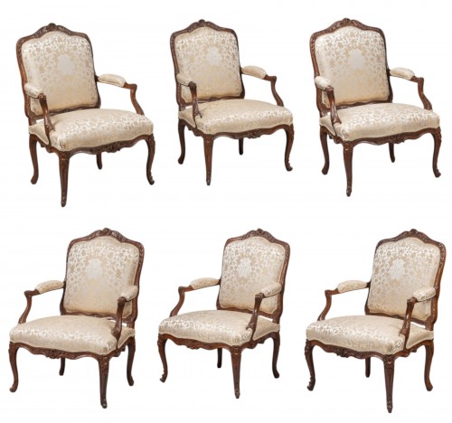 Exceptionnelle suite de 6 fauteuils Louis XV