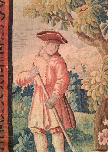 XVIIIe siècle - « Le petit Jardinier » Tapisserie d’Aubusson du 18e siècle