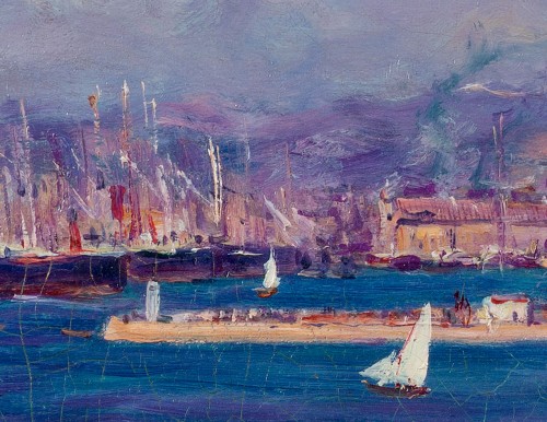 Jean-Baptiste OLIVE (1848-1936) - L’entrée du bassin de la Joliette - Tableaux et dessins Style 