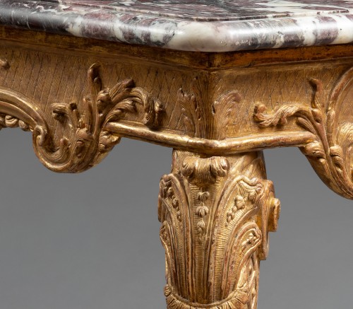 Importante Console d’époque Régence en bois sculpté et doré - Galerie Delvaille