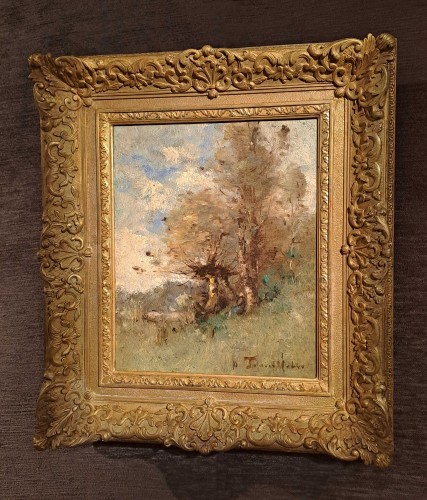 Paul-Désiré Trouillebert (1829-1900) Jeune femme assise contre un arbre - Tableaux et dessins Style 