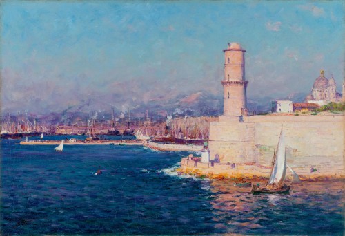 Jean-Baptiste OLIVE (1848-1936) L’entrée du bassin de la Joliette - Tableaux et dessins Style 