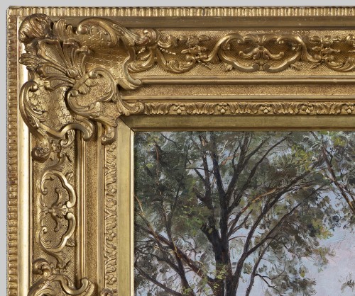 Tableaux et dessins Tableaux XIXe siècle - Emile Isenbart (1846-1921) Le Lac de Neuchâtel (Suisse)