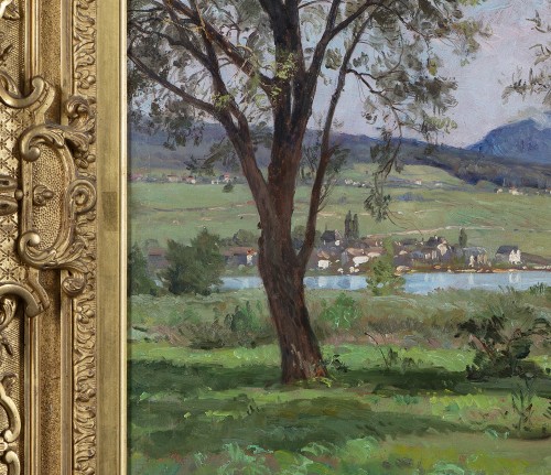 XIXe siècle - Emile Isenbart (1846-1921) Le Lac de Neuchâtel (Suisse)