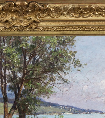 Antiquités - Emile Isenbart (1846-1921) Le Lac de Neuchâtel (Suisse)
