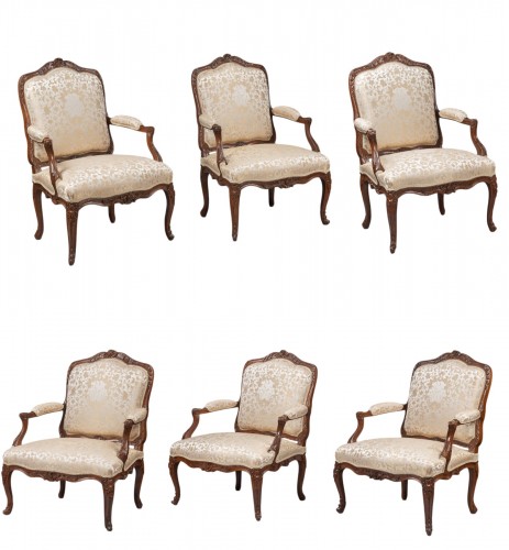 René Cresson - Exceptionnelle suite de 6 fauteuils d'époque Louis XV