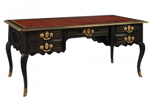 Large ebony and blackened pearwood desk