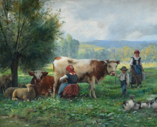 Julien Dupré (1851-1910) - The Milking - Paintings & Drawings Style 