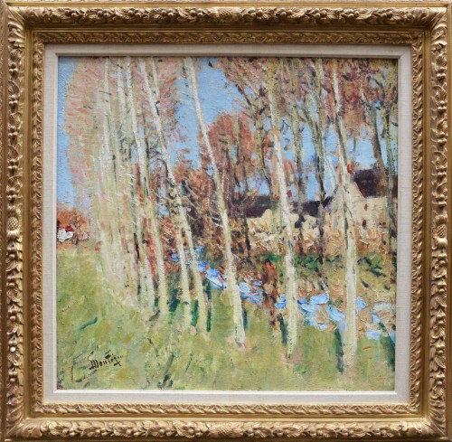 Pierre-Eugène Montézin (1874-1946) - Poplar Trees near a Stream - Paintings & Drawings Style Art nouveau