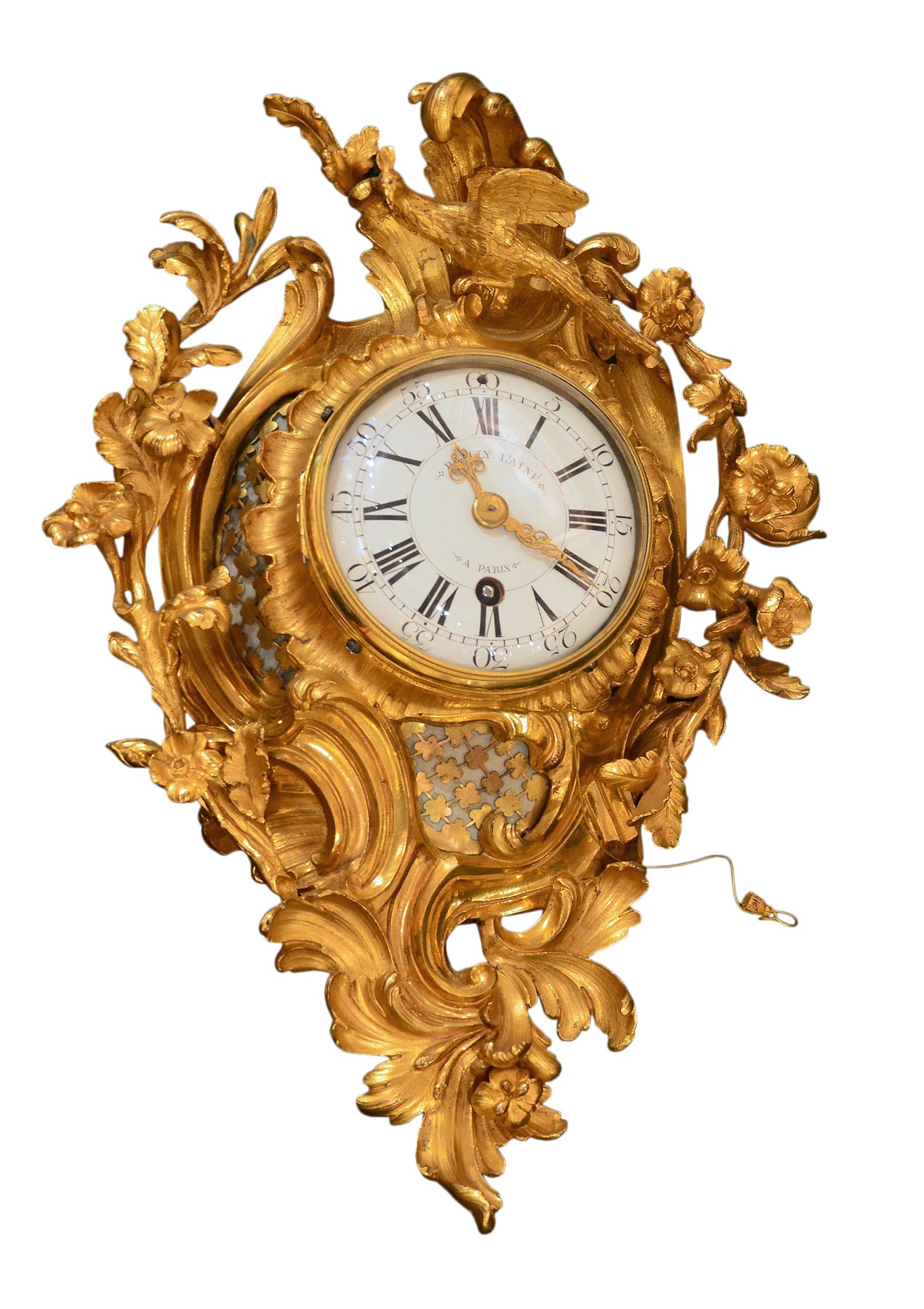 Decorative Wall Clock In Gilded Bronze Ref 74813 - Bronze Wall Clock Large